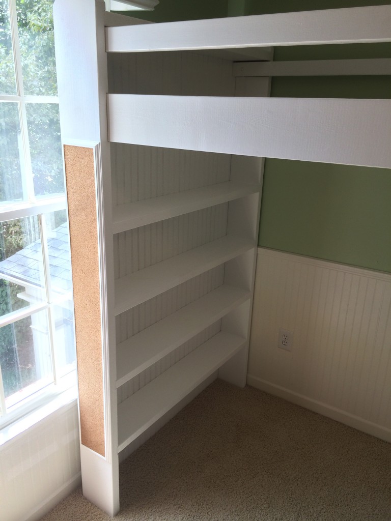 Loft Bed with cork board